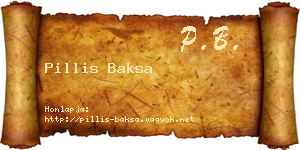 Pillis Baksa névjegykártya